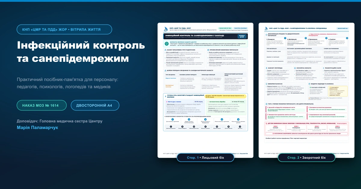 Інфекційний контроль та санепідемрежим: практичний довідник-пам'ятка для персоналу Центру (1)